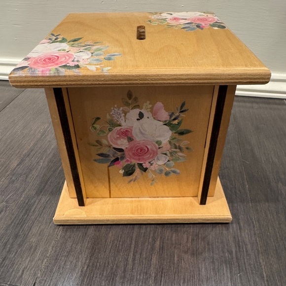 Sienna Floral Solid Wood Square Piggy Bank - Picture 8 of 10
